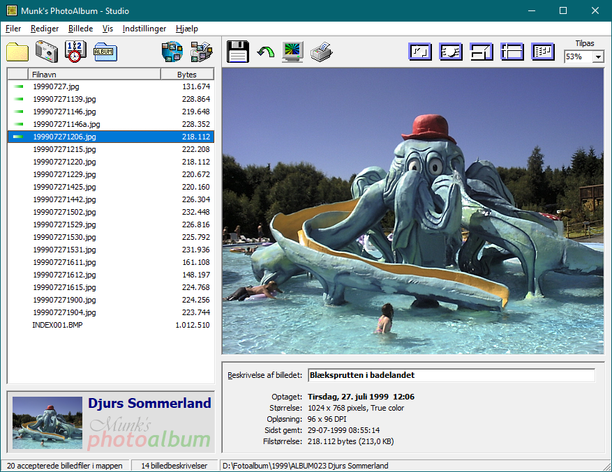 Munk's PhotoAlbum catalogue interface